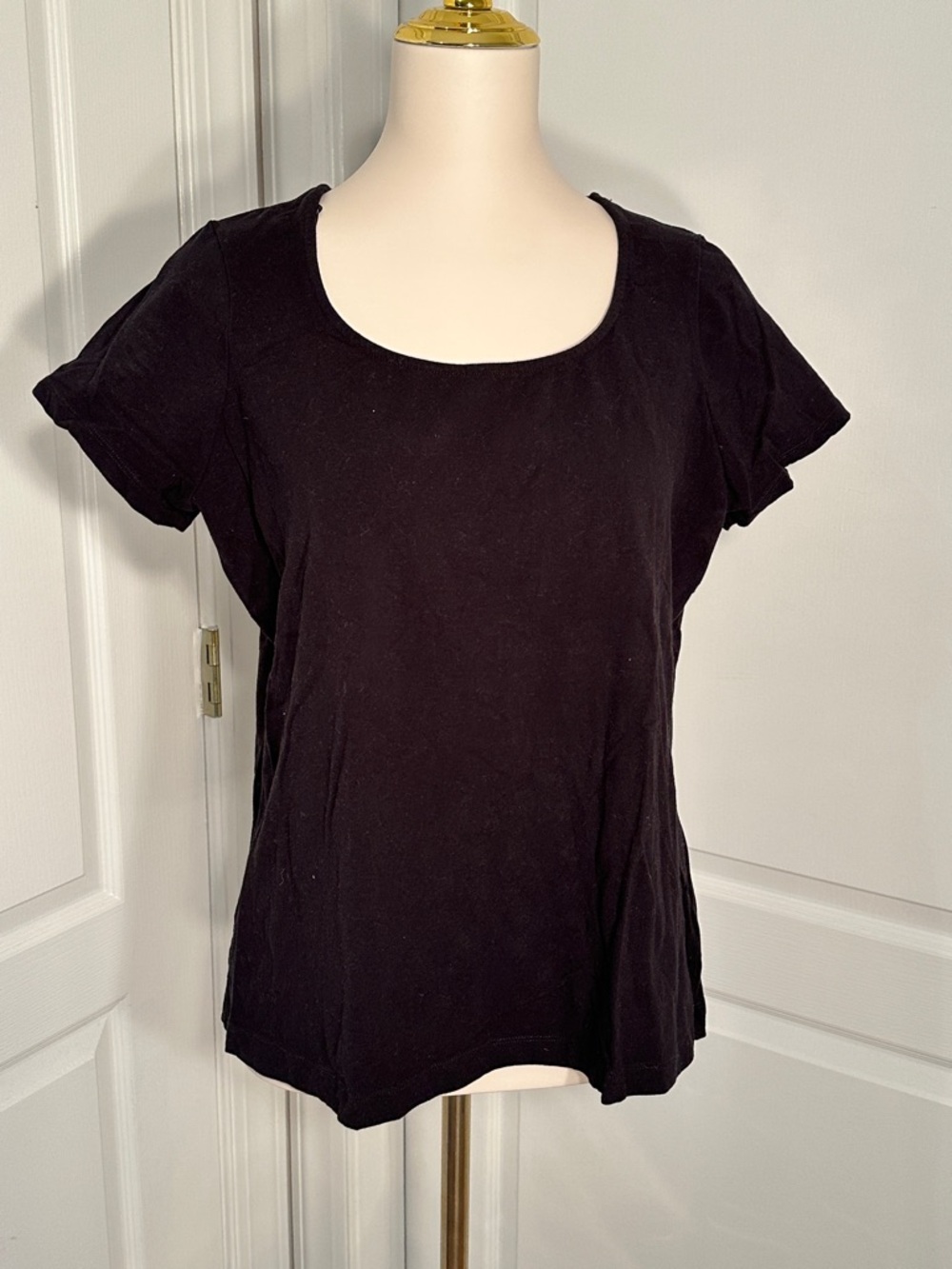 Vintage Herman Geist Women's Black Scoop Neck Short Sleeve Top  Sz 1X
